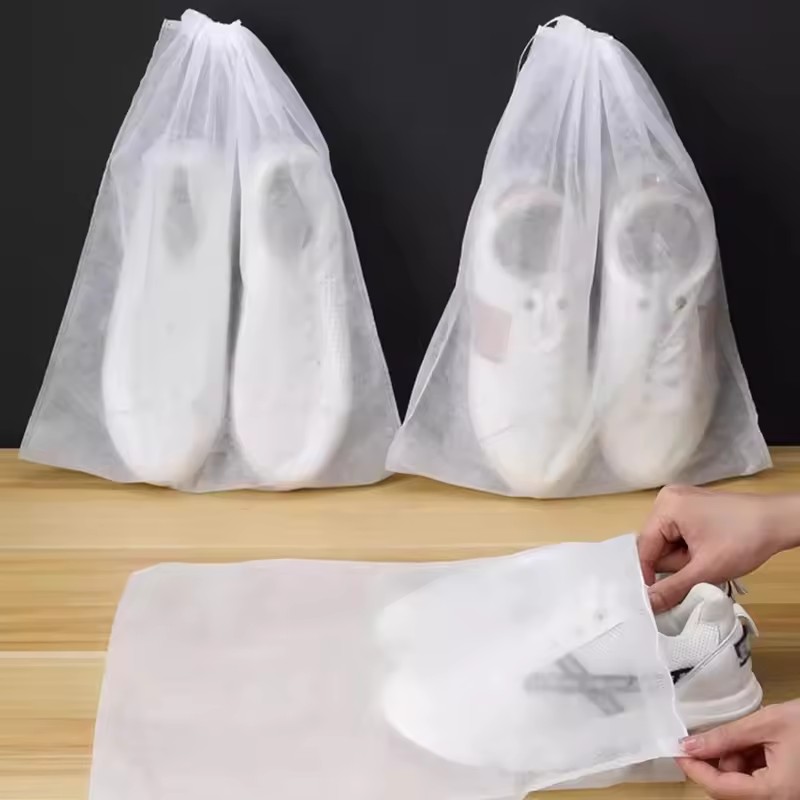Shoe Bag Dust - ถุงใส่รองเท้าแบบพกพา 50 ชิ้น ทำจากผ้าไม่ถักทอ พร้อมเชือกรูด ถุงใส่รองเท้าสำหรับเดินทาง