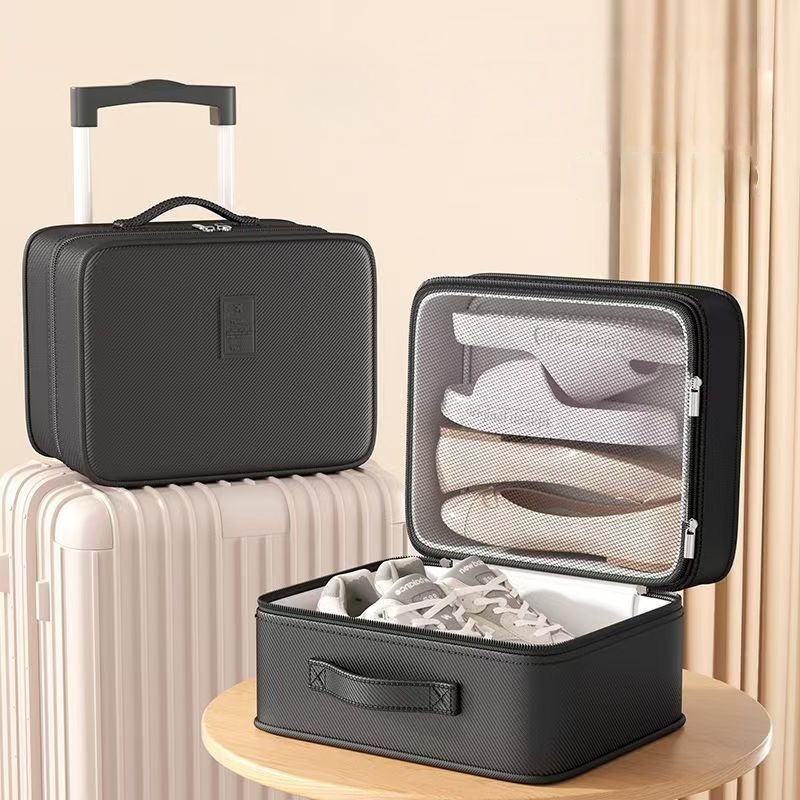 Sneaker Care Box - กระเป๋าจัดระเบียบรองเท้าเดินทางแบบอัพเกรด ซิปกันน้ำ ใส่รองเท้าผ้าใบได้หลายชั้น จุรองเท้าได้ 3 คู่