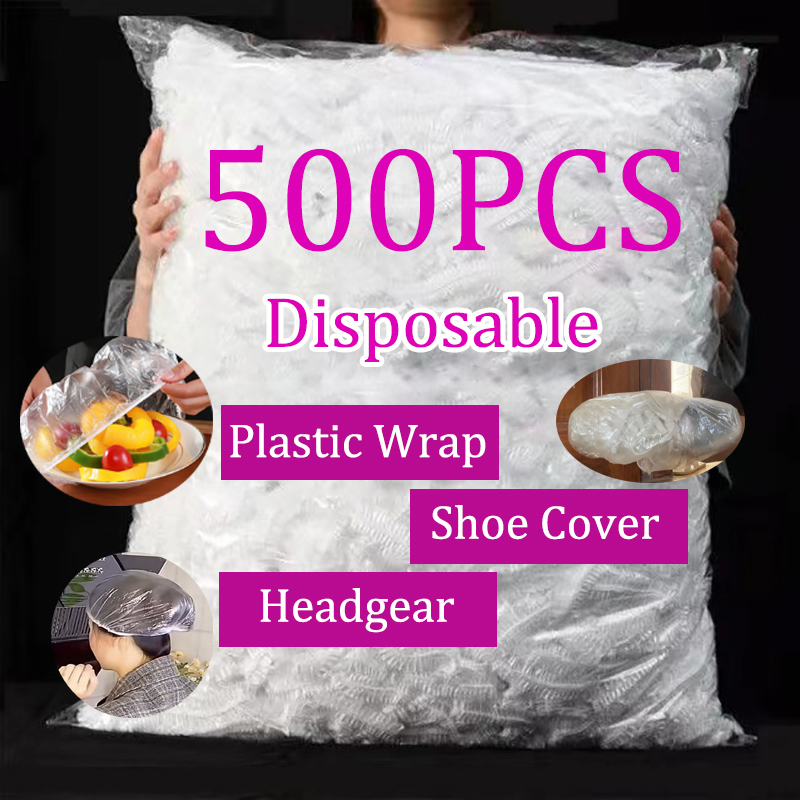 Shoe Bag Dust - ฝาครอบอาหารแบบใช้แล้วทิ้ง ผ้าพันพลาสติกยืดหยุ่น เกรดสำหรับอาหาร ฝาปิดอาหาร ปลอกคลุมรองเท้า หมวกคลุมผม