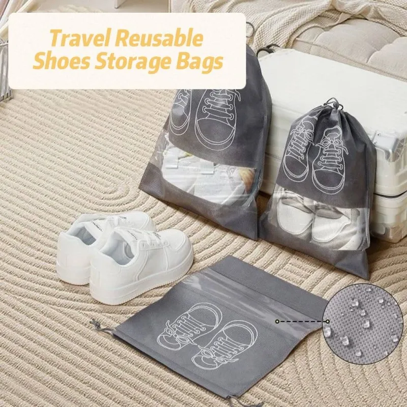 Shoe Bag Dust - ถุงจัดเก็บรองเท้าแบบไม่ทอ 1-30 ชิ้น ถุงกันฝุ่นสำหรับรองเท้า ถุงใส่รองเท้าพกพาสำหรับเดินทาง ถุงจัดเก็บรองเท้าแบบพกพา