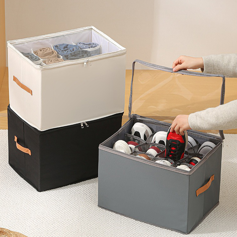 Shoe Bag Dust - 1 ชิ้น ถุงเก็บของแบบพับได้ กล่องรองเท้าผ้าอ็อกซ์ฟอร์ดพร้อมฝาปิด กล่องเก็บของกันฝุ่น เหมาะสำหรับรองเท้า
